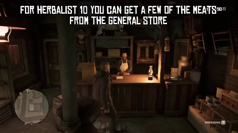 Herbalist 10: buy meats at the general store