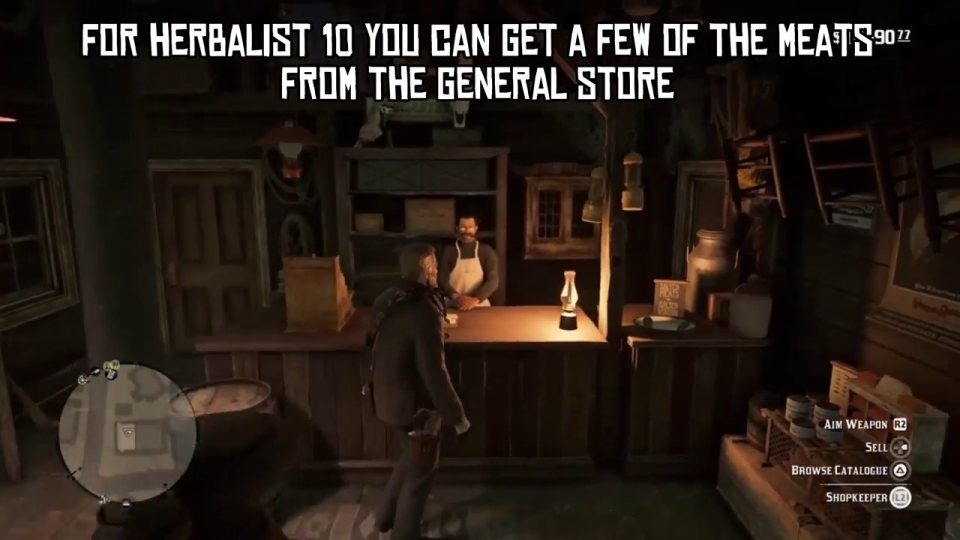 Herbalist 10: buy meats at the general store